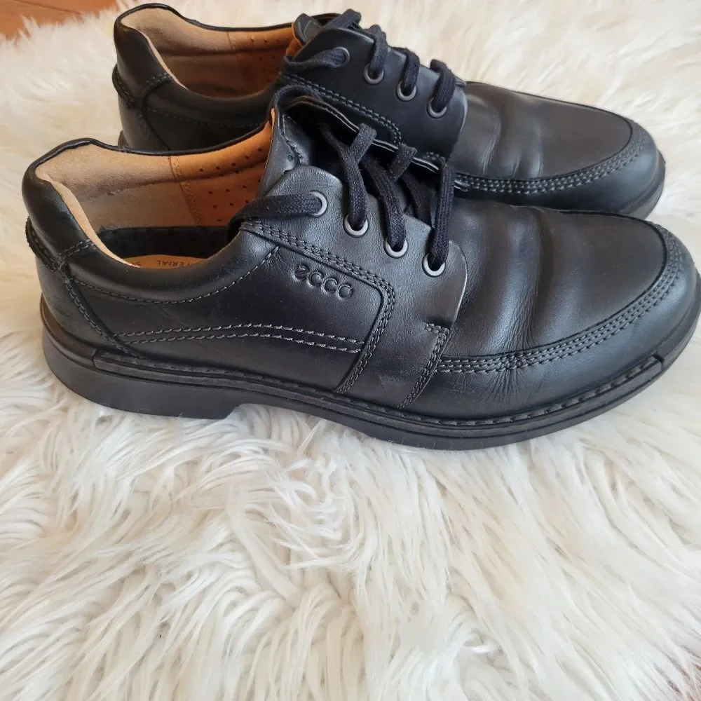 Mens Black Leather Ecco Oxford Shoes
